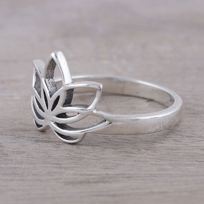 Alternate image for Sterling Silver Lotus Flower Cocktail Ring from India Graceful Lotus