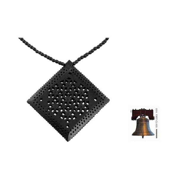 Alternate image for Ebony Wood Necklace Hand Carved Jewelry from India Mughal Enchantress Diamond