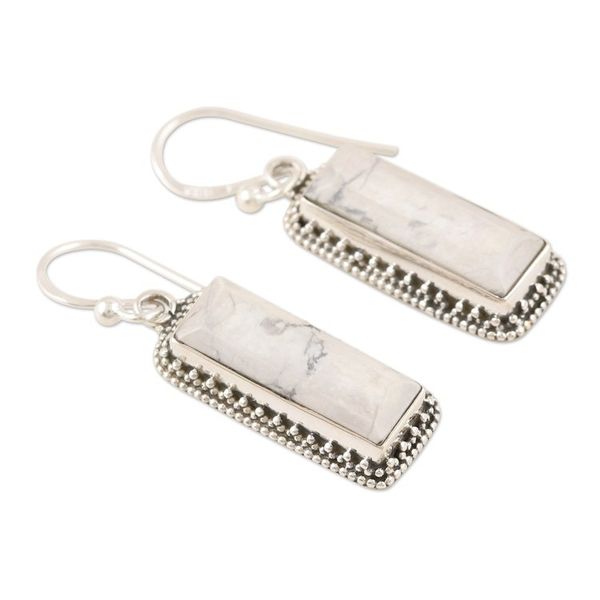 Alternate image for Howlite and Sterling Silver Dangle Earrings White Mirror
