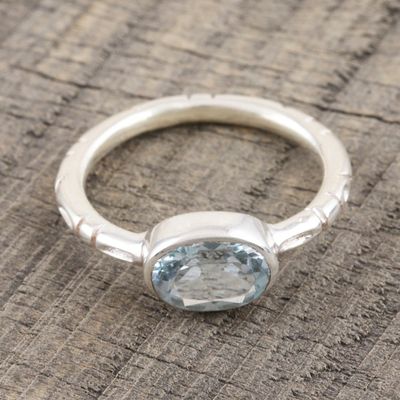 Alternate image for Simple Blue Topaz and Sterling Silver Ring Blue Gaze