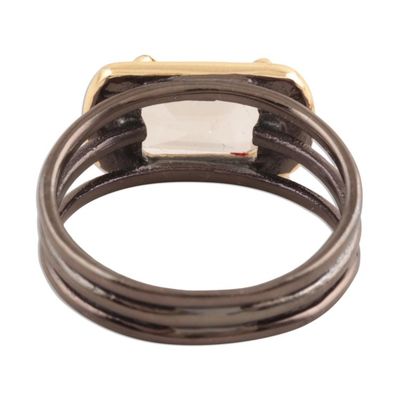 Alternate image for Gold Accented Prasiolite Single-Stone Ring from India Modern Prism