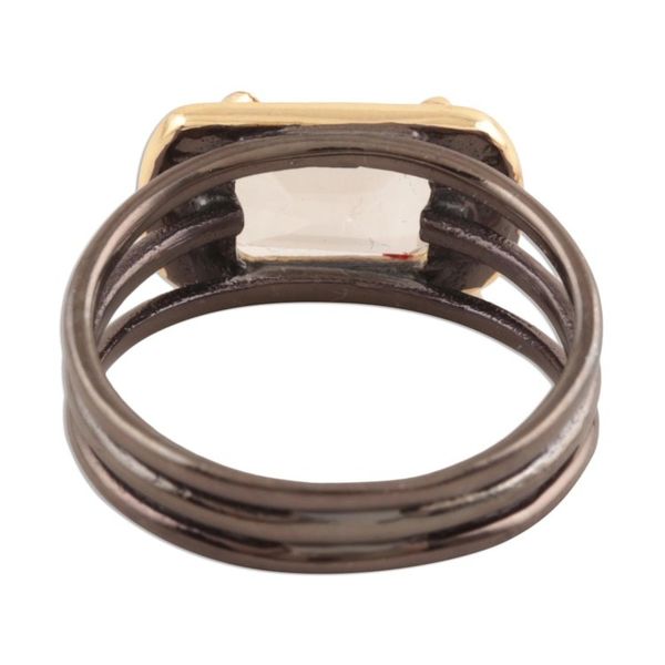 Alternate image for Gold Accented Prasiolite Single-Stone Ring from India Modern Prism