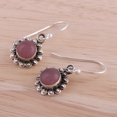Alternate image for Pink Chalcedony and Sterling Silver Floral Dangle Earrings Pink Appeal