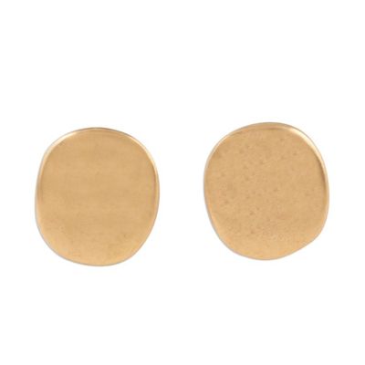 Alternate image for Handmade 22k Gold Plated Sterling Silver Stud Earrings Vibrant Buttons