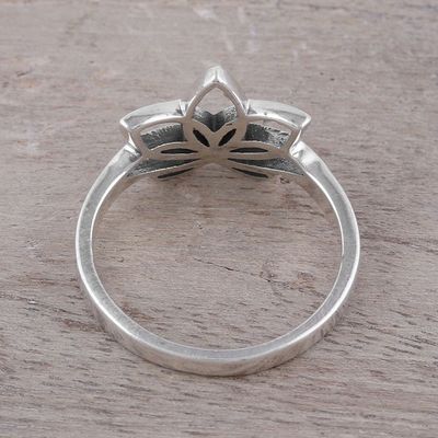 Alternate image for Sterling Silver Lotus Flower Cocktail Ring from India Graceful Lotus