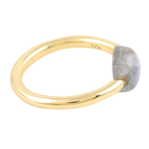 Alternate image for Hand Made Gold-Plated Labradorite Single Stone Ring Return to Saturn in Grey