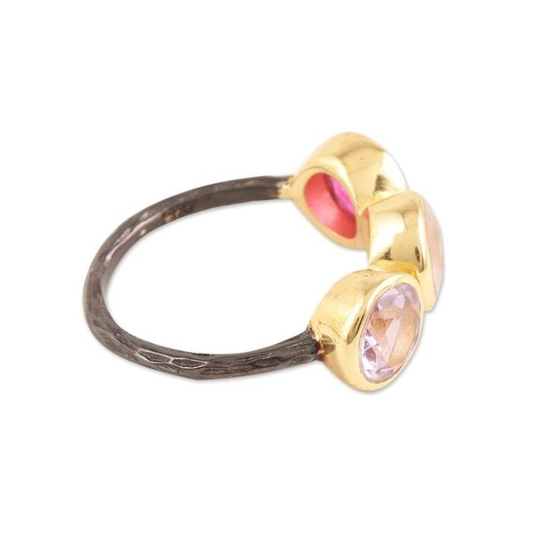 Alternate image for Gold Accent Amethyst Rose Quartz Cocktail Ring from India Pretty Trio