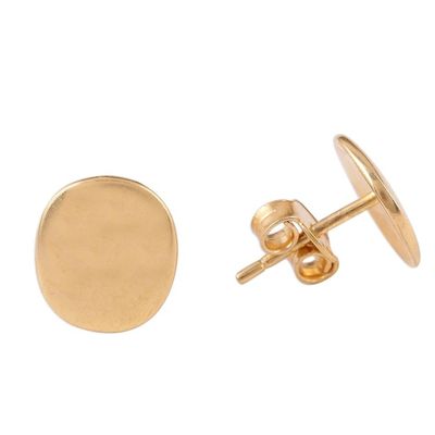 Alternate image for Handmade 22k Gold Plated Sterling Silver Stud Earrings Vibrant Buttons
