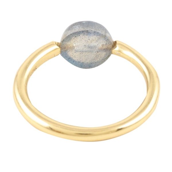 Alternate image for Hand Made Gold-Plated Labradorite Single Stone Ring Return to Saturn in Grey