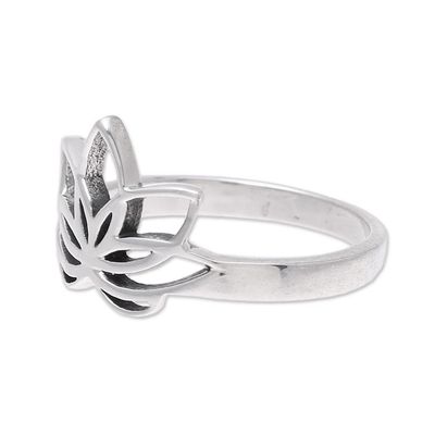Alternate image for Sterling Silver Lotus Flower Cocktail Ring from India Graceful Lotus