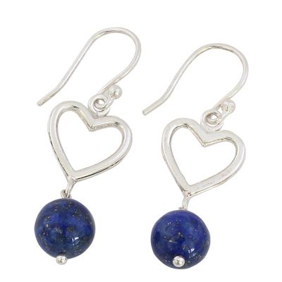 Alternate image for Handcrafted Lapis Lazuli and Sterling Silver Dangle Earrings Majestic Globes