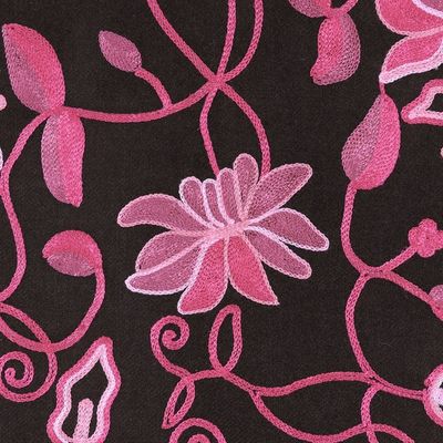 Alternate image for Floral-Themed Wool Shawl with Chain-Stitched Embroidery Kashmir Dreams