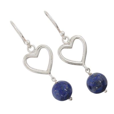 Alternate image for Handcrafted Lapis Lazuli and Sterling Silver Dangle Earrings Majestic Globes