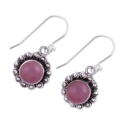 Alternate image for Pink Chalcedony and Sterling Silver Floral Dangle Earrings Pink Appeal