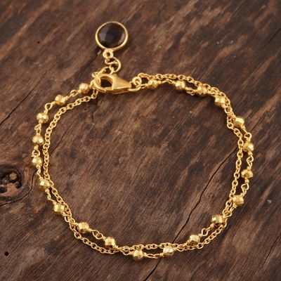 Alternate image for 18k Gold Plated Beaded Charm Bracelet Golden Power