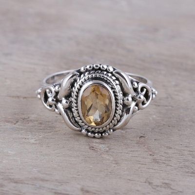 Alternate image for Traditional Citrine Cocktail Ring from India Traditional Romantic