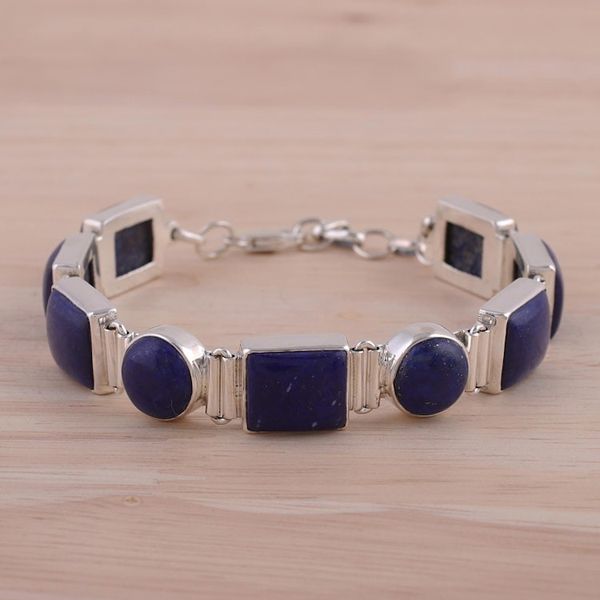 Alternate image for Sterling Silver Lapis Lazuli Bracelet Indian Jewelry Connected