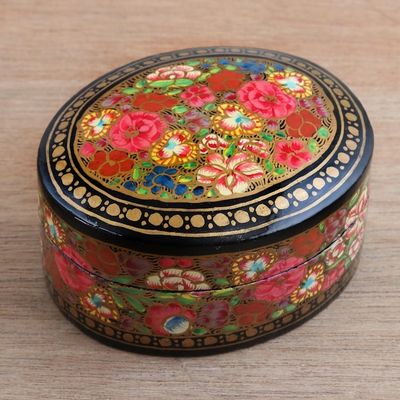 Alternate image for Floral Papier Mache and Wood Oval Decorative Box Summer Bouquet