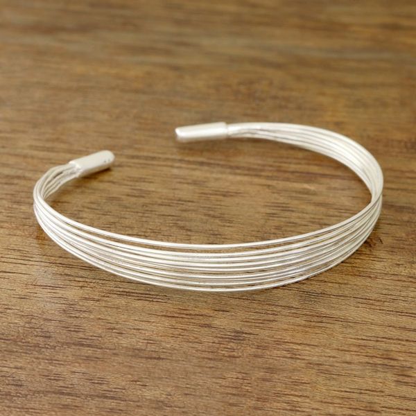 Image for Sterling Silver Cuff Bracelet Crafted in India Gleaming Delight