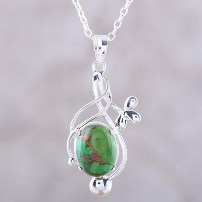 Alternate image for Sterling Silver Necklace with Green Composite Turquoise Sky Secret in Green