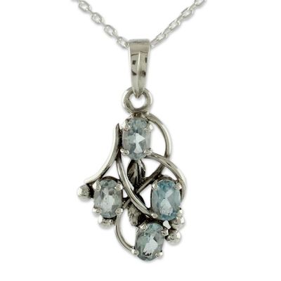 Alternate image for Blue Topaz and Sterling Silver Necklace India Jewelry Twirling