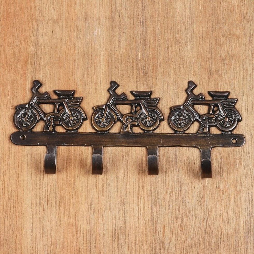 Bicycle Race Coat or Key Hooks Brass 'Bicycle Race'