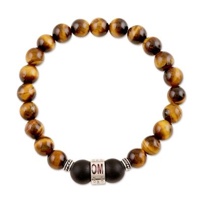 Alternate image for Tigers Eye and Onyx Unity Bracelet with Sterling Accents Meditate Together