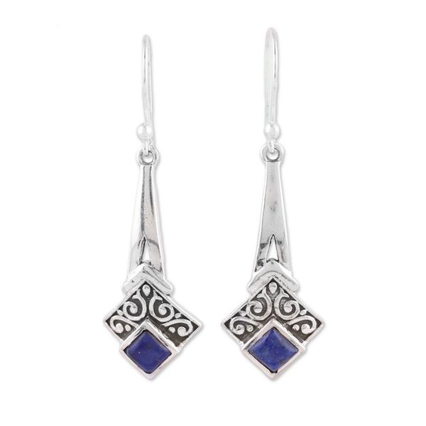 Alternate image for Lapis Lazuli and Sterling Silver Dangle Earrings from India Timekeeper