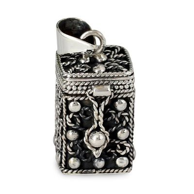 Alternate image for Square Locket Pendant Artisan Crafted Silver Jewelry Prayer Box