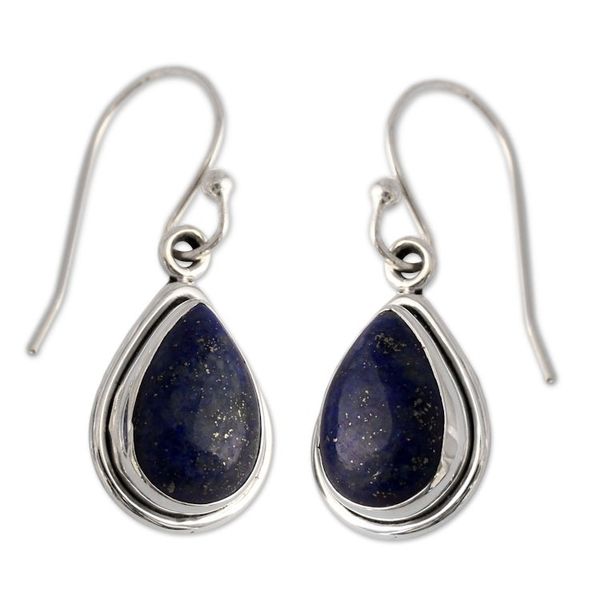 Alternate image for Fair Trade Sterling Silver and Lapis Lazuli Earrings Blue Teardrop