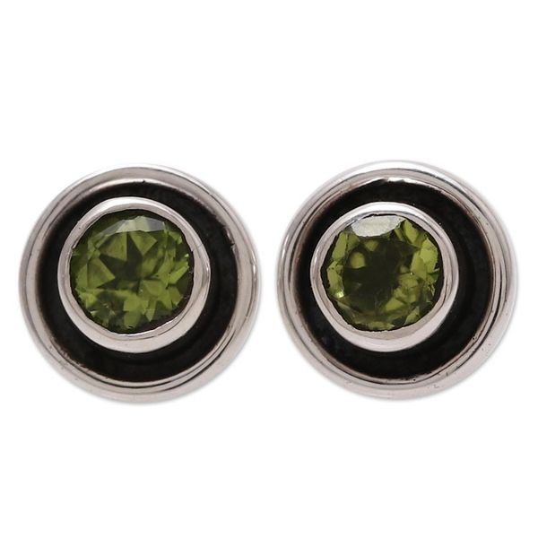 Alternate image for Circular Peridot Stud Earrings from India Graceful Frames