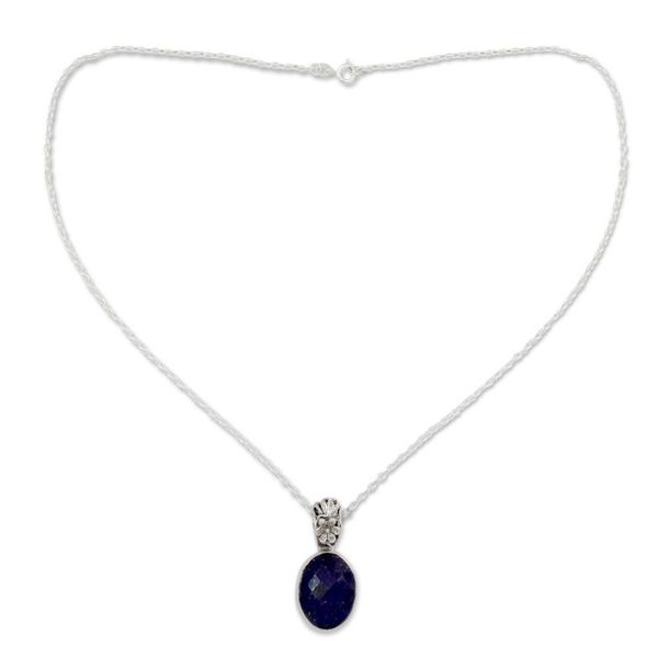 Alternate image for Artisan Made Silver and Lapis Necklace Floral Facets