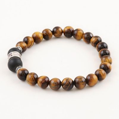 Alternate image for Tigers Eye and Onyx Unity Bracelet with Sterling Accents Meditate Together