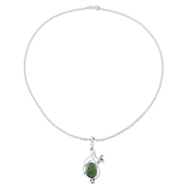Alternate image for Sterling Silver Necklace with Green Composite Turquoise Sky Secret in Green