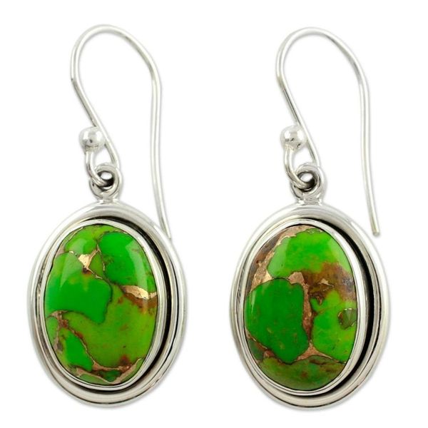 Alternate image for India Jewelry Silver and Green Comp Turquoise Earrings Rajasthan Secret