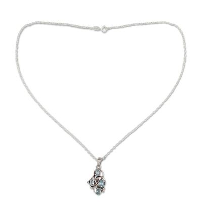 Alternate image for Blue Topaz and Sterling Silver Necklace India Jewelry Twirling