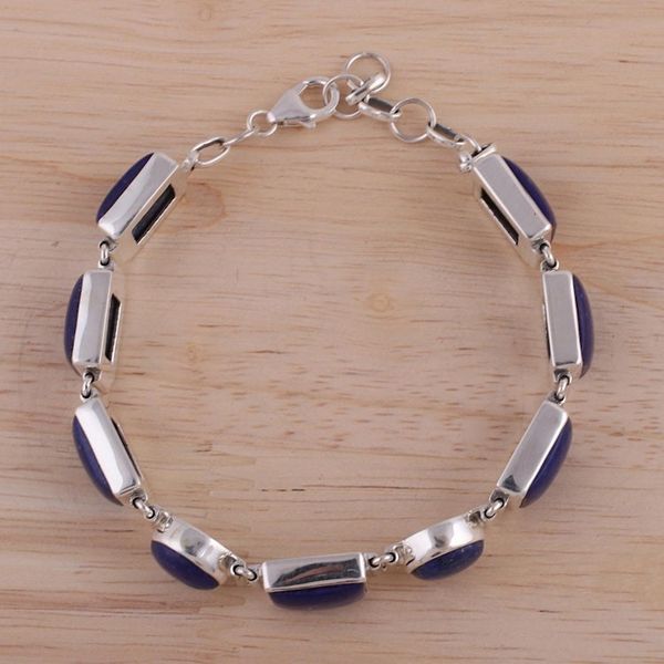 Alternate image for Sterling Silver Lapis Lazuli Bracelet Indian Jewelry Connected