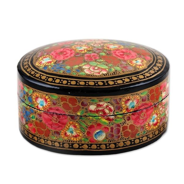 Alternate image for Floral Papier Mache and Wood Oval Decorative Box Summer Bouquet