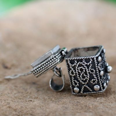 Alternate image for Square Locket Pendant Artisan Crafted Silver Jewelry Prayer Box
