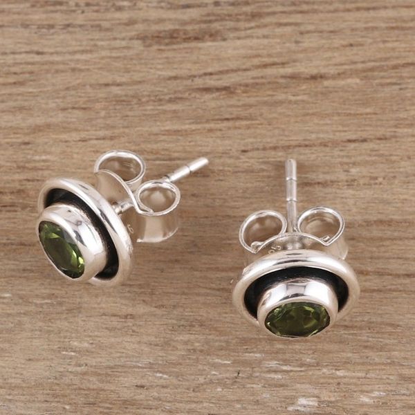 Alternate image for Circular Peridot Stud Earrings from India Graceful Frames