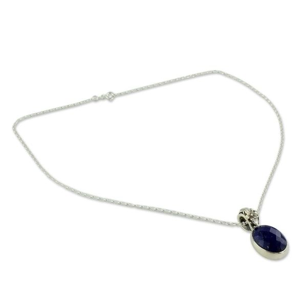 Alternate image for Artisan Made Silver and Lapis Necklace Floral Facets