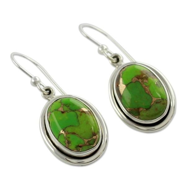 Alternate image for India Jewelry Silver and Green Comp Turquoise Earrings Rajasthan Secret