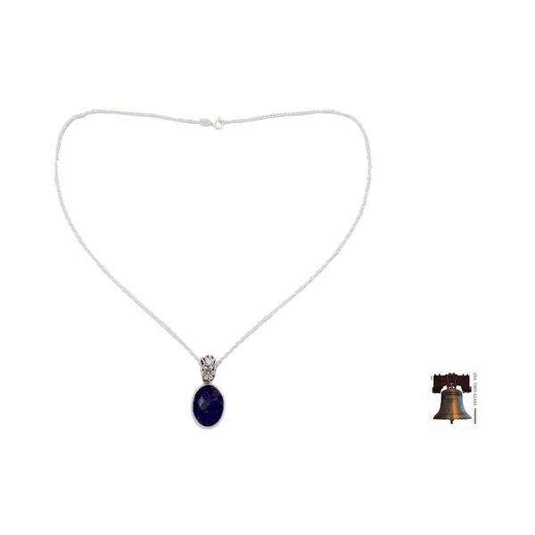 Alternate image for Artisan Made Silver and Lapis Necklace Floral Facets