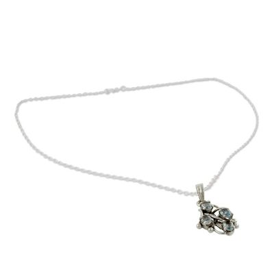 Alternate image for Blue Topaz and Sterling Silver Necklace India Jewelry Twirling