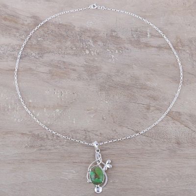 Alternate image for Sterling Silver Necklace with Green Composite Turquoise Sky Secret in Green