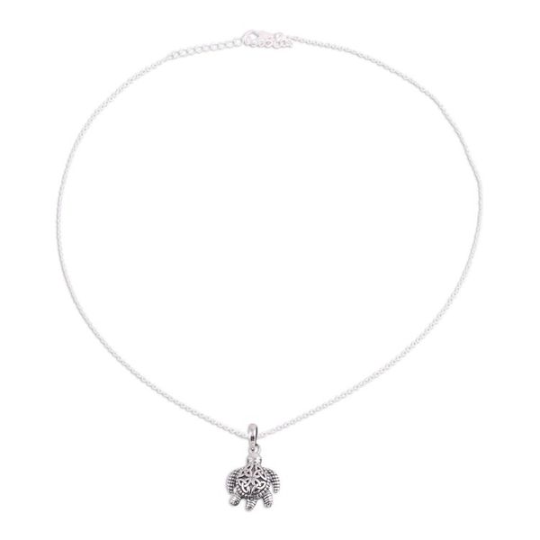 Alternate image for Sterling Silver Celtic Trinity Knot Turtle Pendant Necklace Trinity Turtle