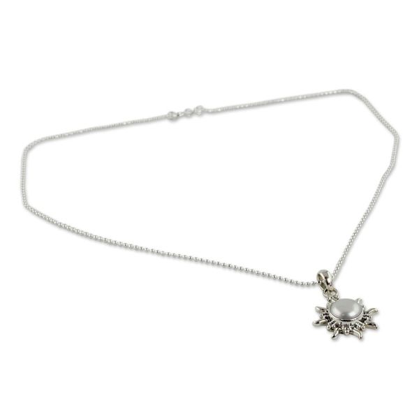 Alternate image for Pearl Necklace Sun and Moon Sterling Silver Pendant Quiet Sun