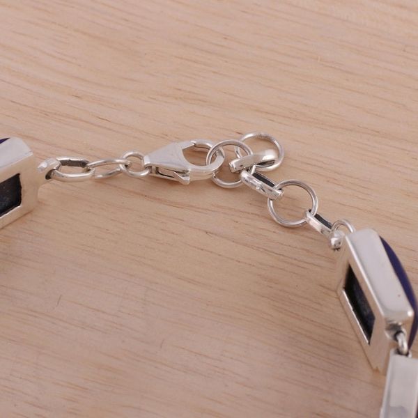 Alternate image for Sterling Silver Lapis Lazuli Bracelet Indian Jewelry Connected