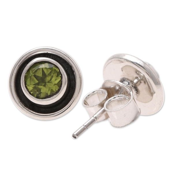 Alternate image for Circular Peridot Stud Earrings from India Graceful Frames