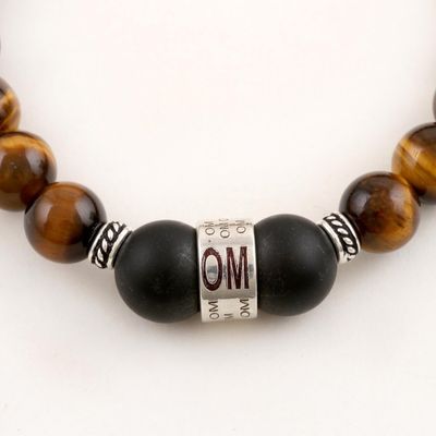 Alternate image for Tigers Eye and Onyx Unity Bracelet with Sterling Accents Meditate Together